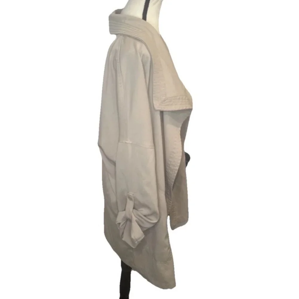 Max Studio Beige Tan Drop Shoulder Roll‎ Tab Sleeve Open Front Jacket Cardigan-M